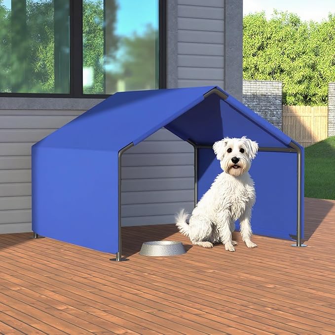 4×4×3 ft Dog Shade Shelter Pet Tent Outdoor Portable Pet Tent Outside Dog Sun Rain Canopy Pet House Animal Shelter for Small to Large Dogs Cats (Blue)