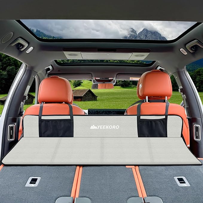 Car Rear Seat Mattress Extension Plate Foldable Car Back Seat ExtenderPortable Mattress for Sleeping Increase Travel Trunk Space and Car Bed Camping Space for Cars SUV Model Y/3（Grey）