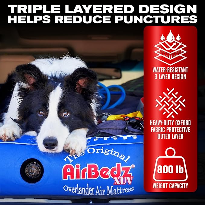 Pittman - Airbedz - Jeep Mattress/SUV Air Mattress with Built in Pump - Fits 4Runner Jeep Wrangler &amp Larger SUV's with Low Odor Fabric Shell Design - 66x52x10