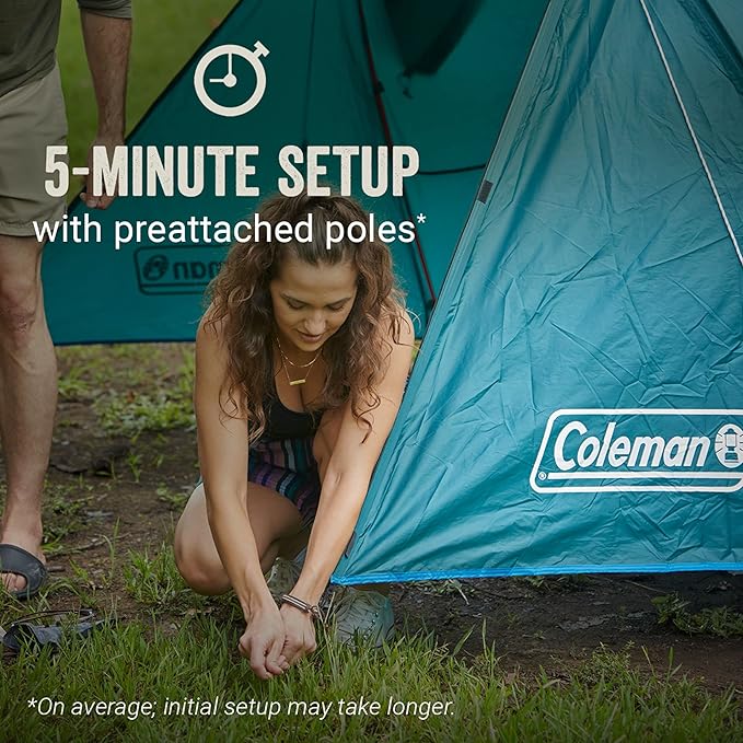 Coleman Skydome Tent with Full-Fly Weather Vestibule Weatherproof 4/6 Person Tent Sets Up in 5 Minutes &amp Protects from Water 20% More Headroom Than Traditional Shelters