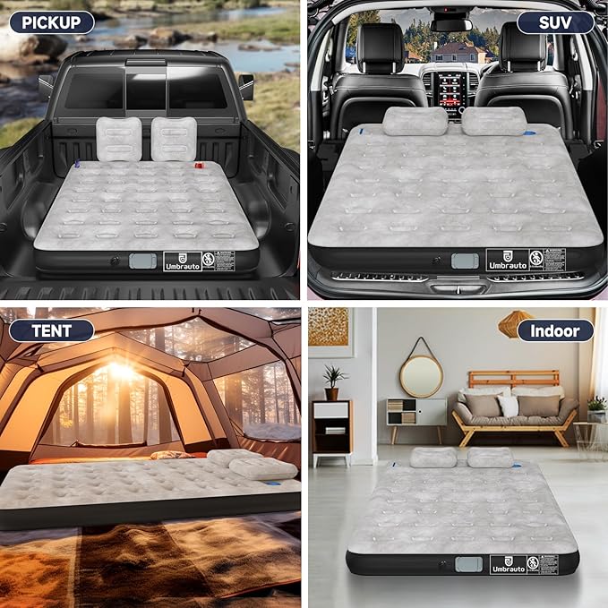 Umbrauto Air Mattress for 5.5-6.5 ft Short Bed Full-Size Trucks Pickup Truck Airbed Mattress with Wireless Rechargeable Pump for Outdoor Travel