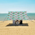 ALAZA Pink Flamingo Palm Leaves Beach Tent Sun Shelter UPF50+ Protection Beach Shade Canopy w/ 4 Sandbags for Outdoor Camping Fishing Backyard Fun Picnic 10x9 ft