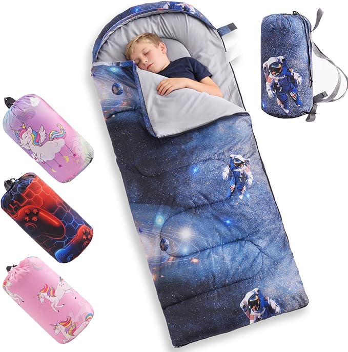 tuphen Kids Sleeping Bag - 50-77℉ 3-Season Waterproof Sleeping Bag for Boys &amp Girls Lightweight 2.2 lbs Camping Gear with Compression Bag Ideal for Camping Hiking Indoor