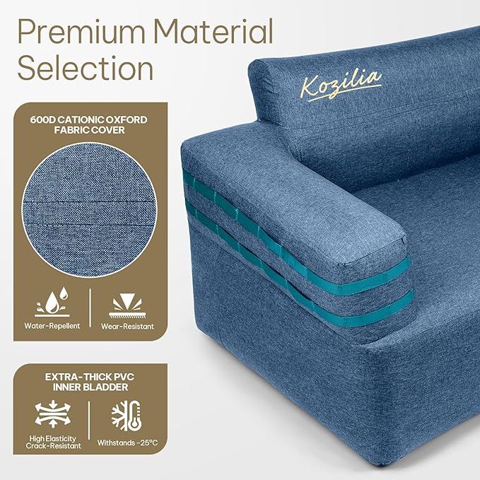 Portable Inflatable Sofa with Built-in Pump - Quick Inflation Comfortable and Durable Blow Up Loveseat for Indoor &amp Outdoor Living Room Camping Apartment Dorm