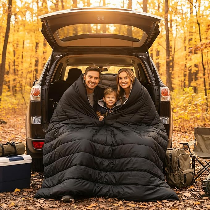 Double Sleeping Bag for Adults 3-Season Queen Size 2 Person Waterproof Sleeping Bag for Couples &amp Family Extra Soft &amp Large Camping Sleeping Bag for RV Travel Home Use (Fits Up to 6'2)