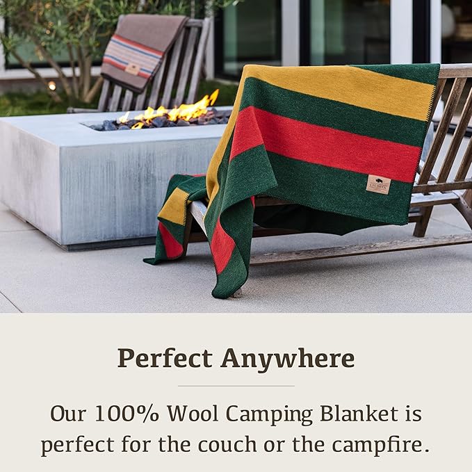 Chubbuck 100% Wool Blanket Camping (60 x 84) - Large Warm Blanket for Camping Emergency Outdoor Concerts and Home Use - Fire Retardant Soft and Warm Blankets for Winter (Windsor)