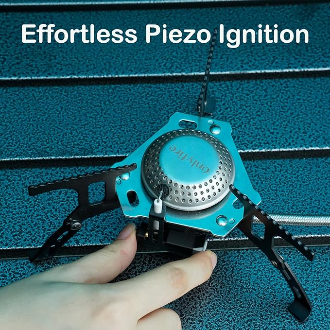 ONLYFIRE Portable Camping Gas Stove Backpacking Camp Stove with Piezo Ignition 1LB Propane Adapter Mini Camp Stove with Carry Bag for Outdoor Cooking Picnic Camping and Hiking GS333