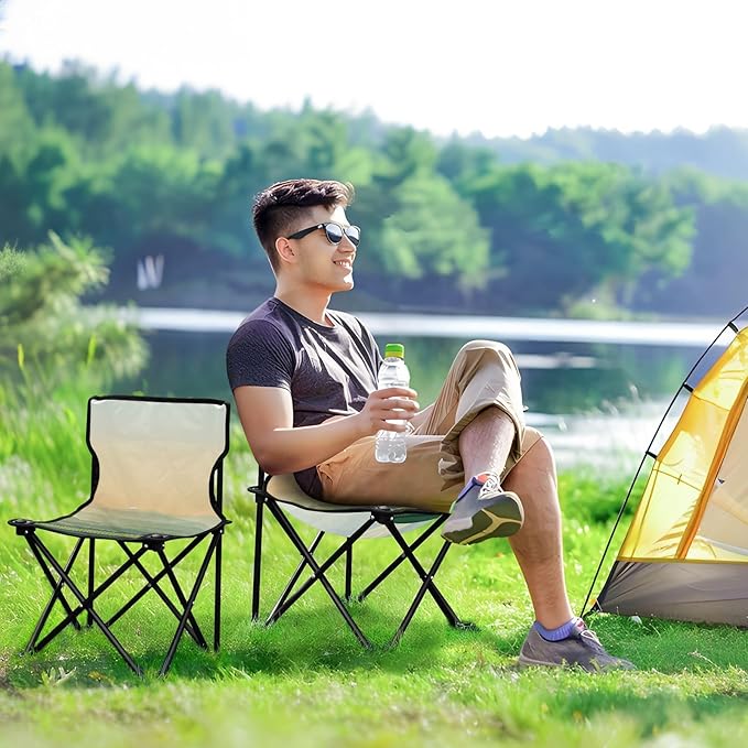 Field Portable Camping Chairs Folding Chair - Durable Oxford Fabric Lightweight Iron Frame Easy Fold Design - Ideal for Outdoor Activities Camping Fishing and Travel