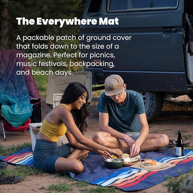 Rumpl Everywhere Mat Waterproof Picnic Blanket and Ground Mat for Camping Hiking and Picnicking 52x75 Inches Rustic Abstraction