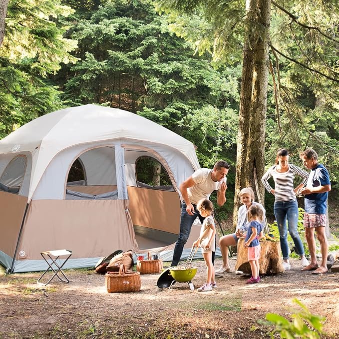 UNP Tents 6 Person Waterproof Windproof Easy SetupDouble Layer Family Camping Tent with 1 Mesh Door &amp 5 Large Mesh Windows -10'X9'X78in(H)
