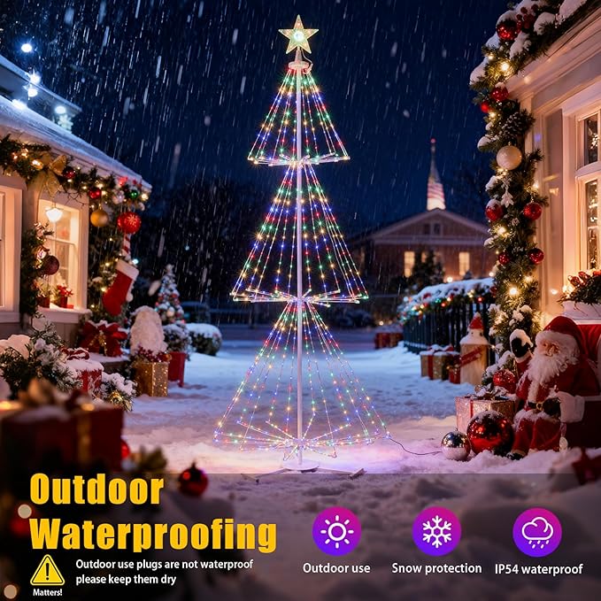 7.5FT Outdoor Christmas Tree Lights with 779LED Cone Tree Lights - Smart App Control - IP54 Waterproof for Indoor &amp Outdoor Home Christmas Party Holiday Decorations -Warm White and Multicolor