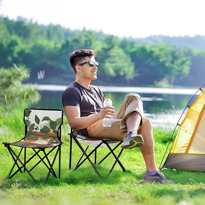 Cat on Shelf Portable Camping Chairs Folding Chair - Durable Oxford Fabric Lightweight Iron Frame Easy Fold Design - Ideal for Outdoor Activities Camping Fishing and Travel