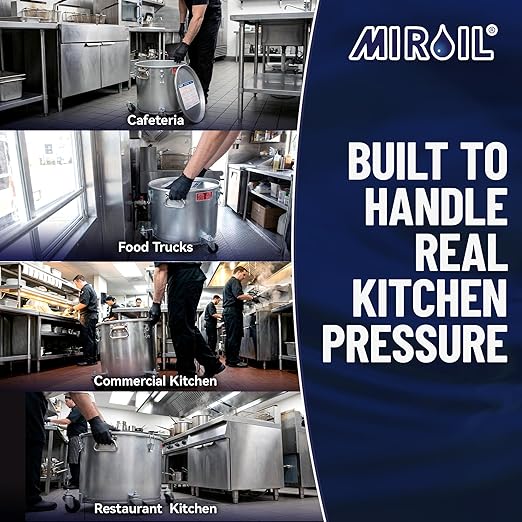 MirOil Oil Disposal Caddy with Caster Wheels (7 Gallon) – Heavy Duty Silver Filter Pot with Lid Lock for Commercial Kitchen Disposal Storage - Up to 55lb Grease Container for Kitchen - Model #60LC
