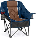 Oversized Camping Chair for Adults - Heavy Duty 400 lbs Padded Folding Chair with Wine Glass Holder 2 Cup Holders &amp Side Pockets Portable Carry Bag for RV Tailgating Lawn
