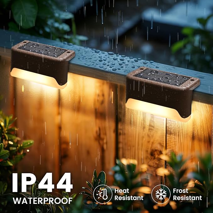 SOLPEX Solar Deck Lights Outdoor Solar Fence Lights Waterproof LED Step Light for Outside Garden Stair Patio Yard Railing Front Porch Balcony Decor(16 Pack Warm White)