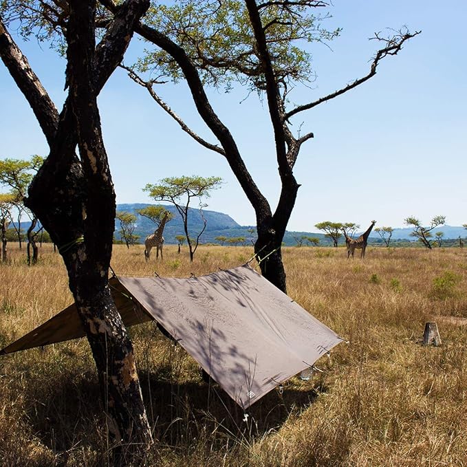 DD Hammocks - DD Tarp 3x3 - Coyote Brown (10ft x 10ft) - 100% Waterproof - Lightweight &amp Multifunctional Rainfly Tarp Tent Shelter for Camping &amp Travel Adventure