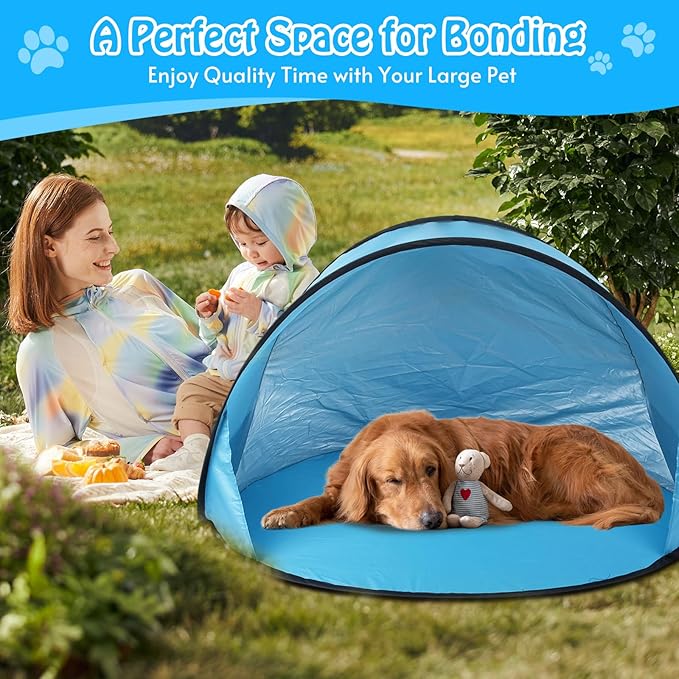 Extra Large Dog Beach Tent - 47 Lx39 Wx30 HPortable Outdoor Pop Up Pet Tent for Camping with Dogs CatsWaterproof Dog Sun Shade Shelter for Medium-Sized to Bigger Pets