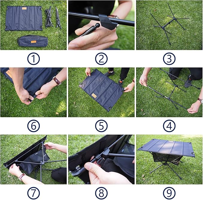 NACETURE Ultralight Backpacking Table - Collapsible Camping Table with Storage Mesh for Camping Gear Accessories Hiking Mountaineering Outdoor Travel