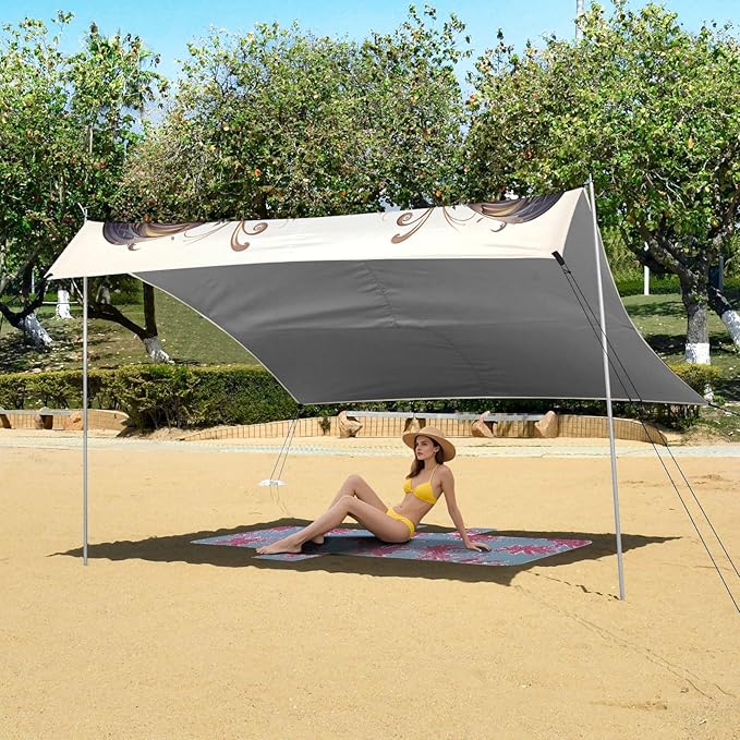 ALAZA Butterfly Punk Beach Tent Sun Shelter UPF50+ Protection Beach Shade Canopy w/ 4 Sandbags for Outdoor Camping Fishing Backyard Fun Picnic 10x9 ft