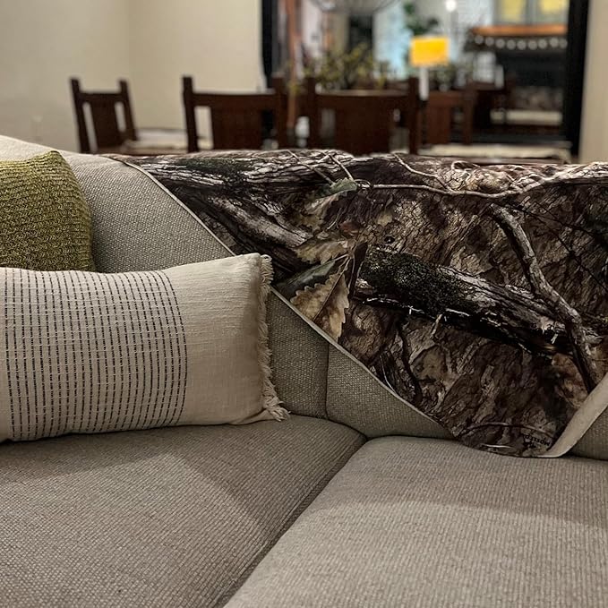 Mossy Oak Graphics Personalized Sherpa Blanket – Custom Photo &amp Text Blanket with Camo Border Hunting or Outdoorsman Gift - Mossy Oak Country DNA Pattern 60x80 1 Sided Printing