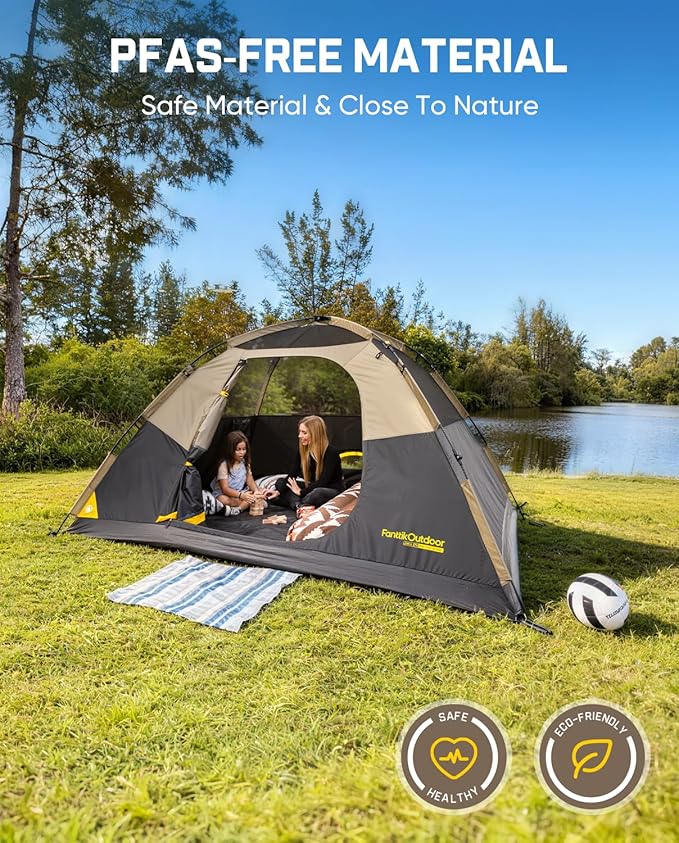 FanttikOutdoor Zeta C2/3/4 Camping Tent 2/3/4 Person Instant Dome Tent Easy Setup in 60s Portable Waterproof Cabin Tent with Pre-Attached Poles &amp Air Vent Ideal for Camping Hiking Backyard
