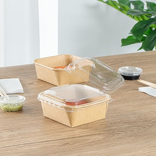 Restaurantware LIDS ONLY: Matsuri Vision 5.4 x 5.4 x 0.7 Inch Lids For Sushi Containers 100 Airtight Lids - Containers Sold Separately No-Fog Design Clear Plastic Lids For Sushi Boxes