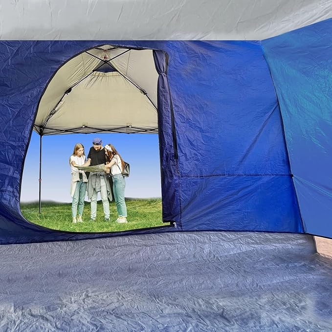 KAMPKEEPER Side TentCamping Tent for 10' x 10' Pop Up Canopy Easy Set Up GazeboCompatible with 10' Wide Canopy Tents（Blue）