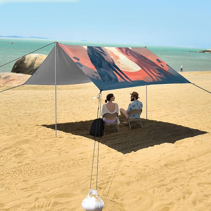 Camping Sun Shelters Two Wolves and Full Moon Beach Canopy 126 * 110.2in