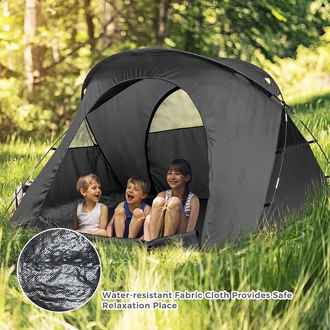 Tangkula 2-Person Tent Cot 4-in-1 Folding Tent with Waterproof Rainfly Self-Inflating Mattress &amp Roller Carrying Bag Portable Off Ground Elevated Tent with Shoe Storage Pocket &amp Lamp Hook