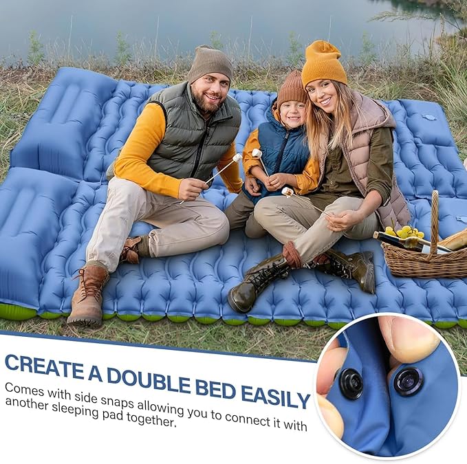 Camping Sleeping Pad Ultralight Inflatable Sleeping Mat with Built-in Foot Pump &amp Pillow Compact Air Mattress for Camping Backpacking Hiking Tent - Blue