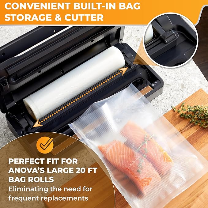 Anova Culinary Precision Vacuum Sealer Pro Includes Large Bag Roll (19ft) Wet &amp Dry Dual Food Vacuum Sealer Machine for Sous Vide and Long-Term Storage 2-Year Warranty
