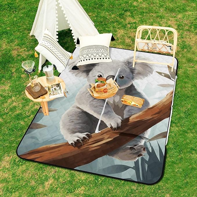 Zipper Koala and Butterfly Style Picnic Mat Suitable for Travel Camping Park Or Home Use