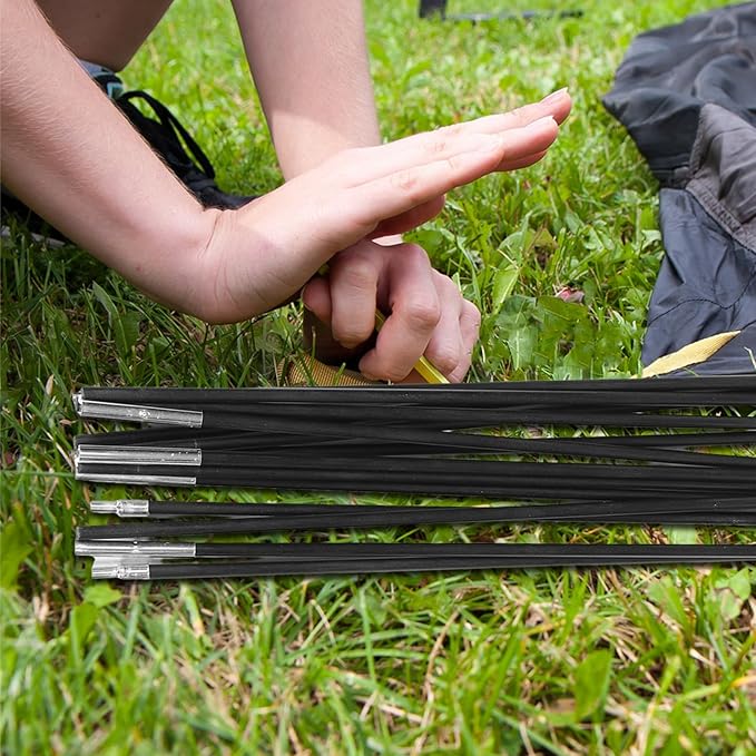 Camping Tent Poles 2pcs Fiberglass Tent Support Rods 3.2m 7-Section Thickened 8mm Shelter Poles for Backpacking Hiking Outdoor Camping