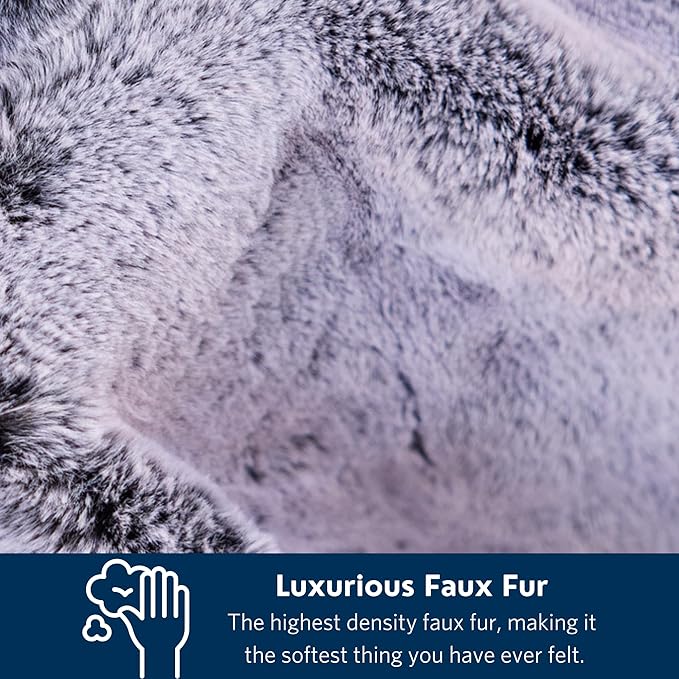 Pretty Rugged Faux Fur Luxe Customizable Original Blanket Waterproof and Reversible Machine Washable Fuzzy Throw Silver Mink