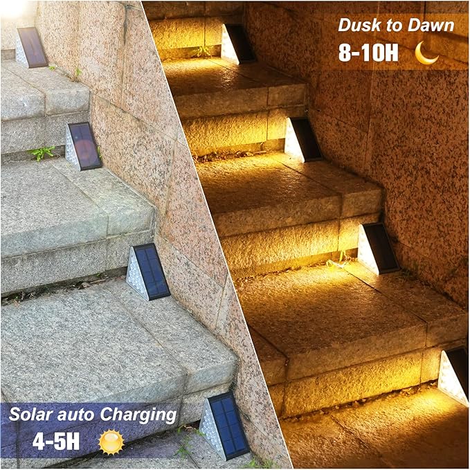 VOLISUN Solar Step Lights for Outside Solar Stair Lights Outdoor Waterproof IP67 LED Outdoor Step Light 80 Lumen Deck Light for Outside Front Porch and Patio(Black24 Pack)