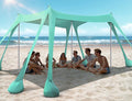 Rengue Beach Tent Beach Canopy UPF50+ UV Protection 10x10ft Beach Shade Sun Shelter with 8 Sandbags Sand Shovels Ground Peg Stability Poles for Camping Fishing Picnic Backyard Fun Light Green