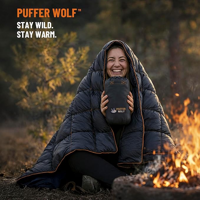 PW700 Extra Large Double Insulated Outdoor Camping Blanket | 2X Puffy Warm Packable Weatherproof Durable and Lightweight | Top Quilt for Hiking Backpacking Stadium Events Picnics