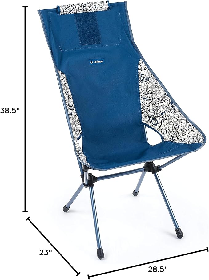Helinox Sunset Chair Lightweight High-Back Compact Collapsible Camping Chair Paisley Blue Without Pockets