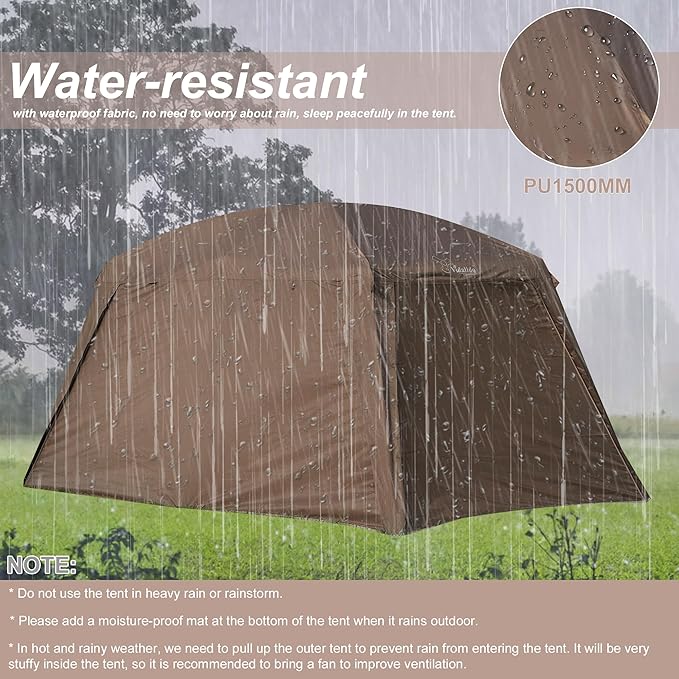 Vidalido 4-6 Person Camping Tent with 3 Door 2 Room Large Family Cabin Tents Double Layer Waterproof Portable Glamping Tent Big Tents for Outdoor Camping Hiking and Backpacking
