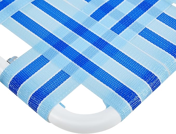 Yaheetech Set of 2 Outdoor Beach Camping Chair Folding Lawn Chair with Armrests for Adults Portable Robust Iron Frame Chairs for Patio Backyard Poolside Blue