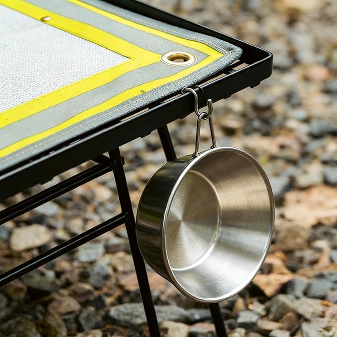 Wood Stove Table for Camping Tent Stove Table Folding Stove Base with Mat Portable Steel (23.6''×13.8'')