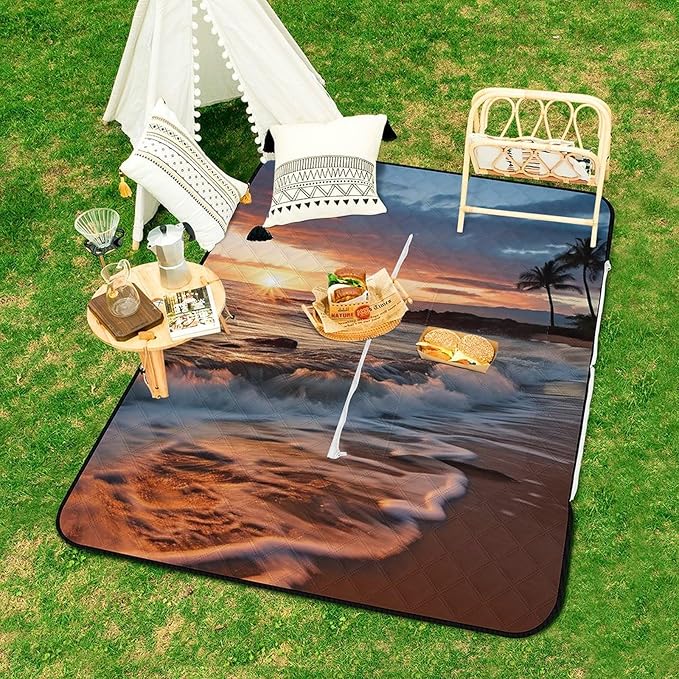 Zipper Beach Maui Hawaii Sunset Sea Waves Clouds Style Picnic Mat Suitable for Travel Camping Park Or Home Use