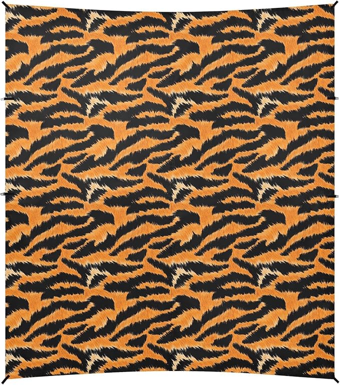 ALAZA Yellow Tiger Print Beach Tent Sun Shelter UPF50+ Protection Beach Shade Canopy w/ 4 Sandbags for Outdoor Camping Fishing Backyard Fun Picnic 10x9 ft