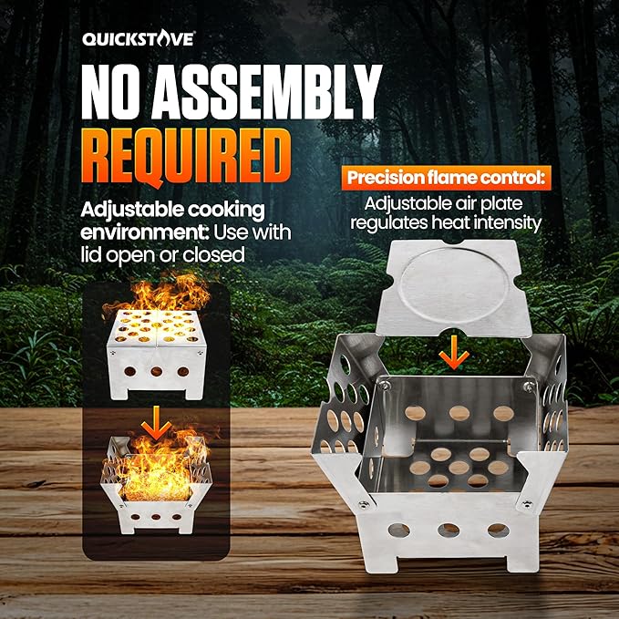 Portable Stove with 2 Fire Starters Lightweight Stainless Steel Wood Burning Stove for Emergency Preparedness Survival Supplies Camping Gear &amp Outdoor Cooking