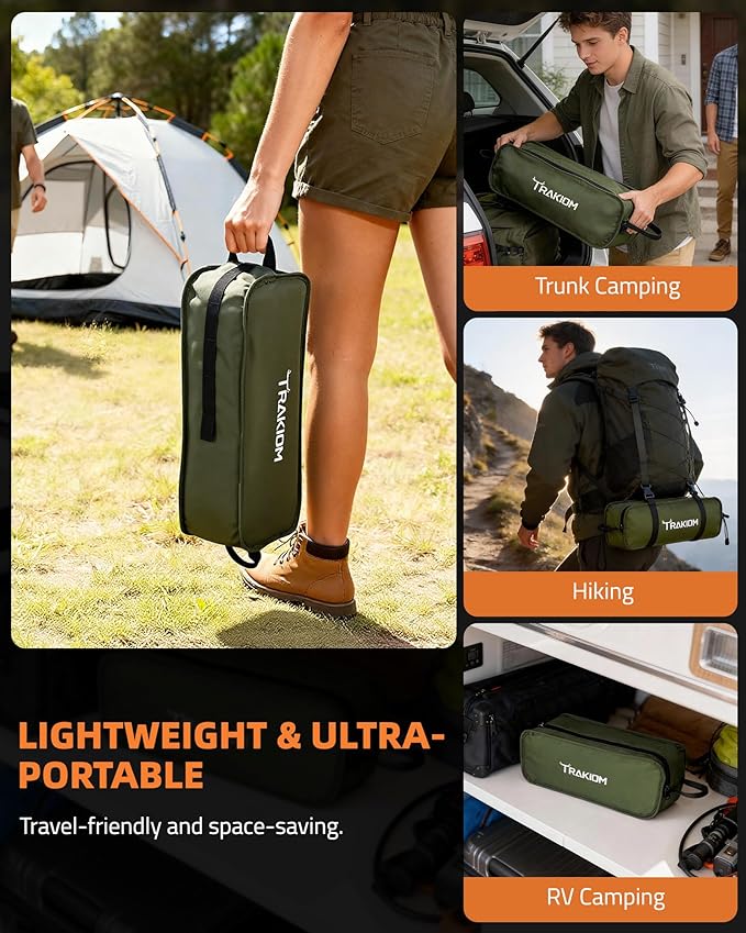 High Back Portable Compact Camping Chair Lightweight Green Folding Chair with Head Support &amp Widened Seat Adjustable Head Support for Beach Camping Festival Hiking and Outdoor Travel