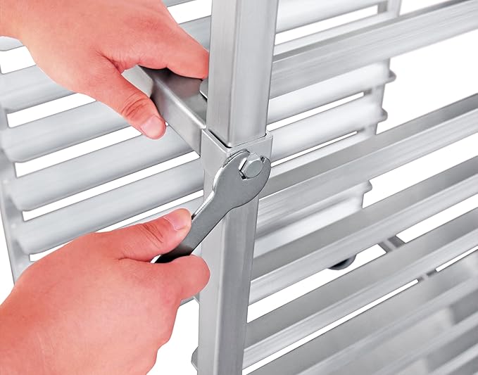 New Star Foodservice 36527 Commercial-Grade Aluminum 20-Tier Sheet Pan/Bun Pan Rack 26 L x 20 W x 69 H with Brake Wheels Silver