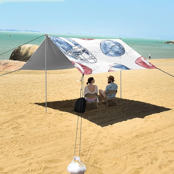 Rugby Pattern (34) Camping Sun Shelter Beach Tent Portable Beach Sun Shade Outdoor Canopy for Camping Trips Fishing Picnic