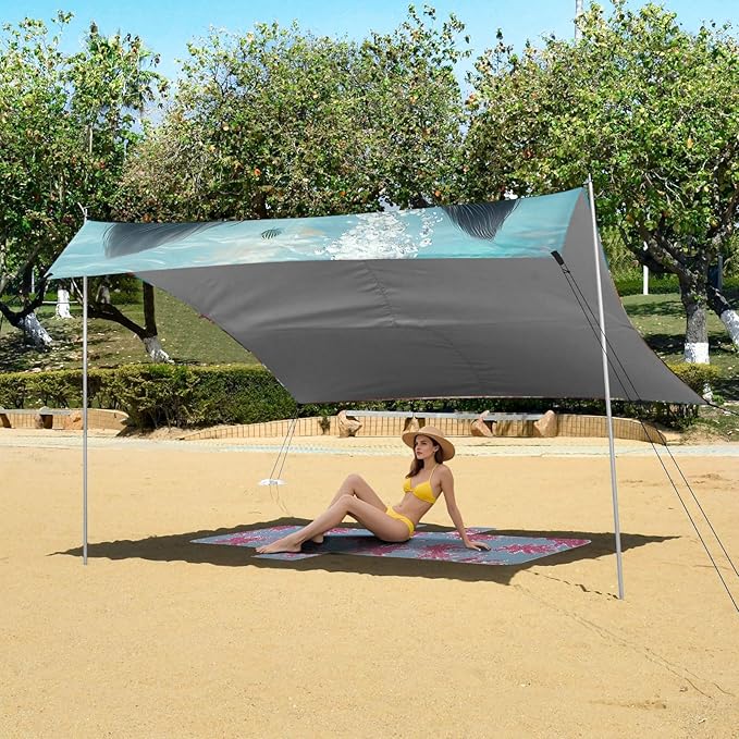 Beach Tent Sun Shelter Corgi Diving Lightweight &amp Easy Setup Beach Shade Canopy for Camping Fishing