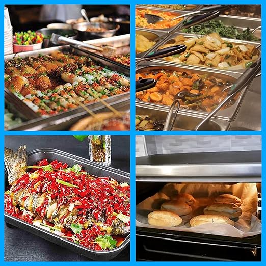 LANIAKEA 2PCS Hotel Pans with Lids Stainless Steel Steam Table Pan Restaurant Supplies 1/2 Size x 2.5 inch Deep Stainless Steam Table Pans Hotel Pan Trays for Food