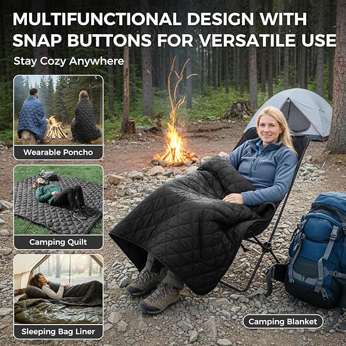 ATEPA Wearable Sleeping Bag Recycled Warm Winter Camping Blanket Wearable Poncho for Outdoor Stadium Sports Women Men